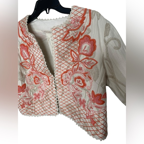 Soft Surroundings Twin Garlands Bolero Jacket Cropped Beaded Embroidered Sz M - Picture 6 of 13
